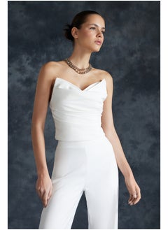 Buy White Crop Woven Bustier TPRSS24BS00010 in Egypt