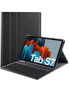 اشتري Samsung Galaxy Tab S8 S7 11 Inch Magnetically Detachable Wireless Keyboard Case SM-X700 X706 SM-T870 T875 T878 Slim Lightweight Protective Cover Black في الامارات