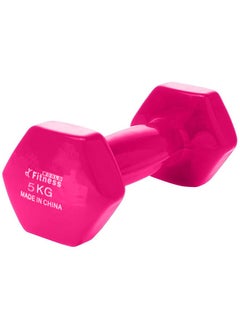 Buy Weightlifting dumbbell made of vinyl, 5 kg, pink color in Saudi Arabia