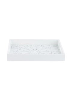 Buy Marrakkech Wooden Decorative Tray 45x30x5cm- White in UAE