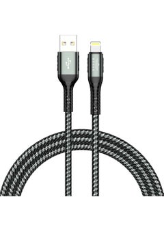 Buy Brave 30W USB to Lightning Nylon Braided Data Cable 3.1A Fast Charging Charger for iPhone 14 Pro Max, iPhone 13 12 11 Pro Max Mini XS Plus 1.2m (Black) in UAE