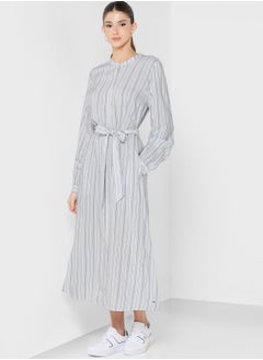 Buy Striped Belt Detail Dress in UAE