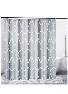 Buy Grey Fabric Shower Curtain, Waterproof Design and Polyester, Shower Curtains Set for Bathroom W 72 x H 72, Durable and Washable with 12 Hooks in Saudi Arabia