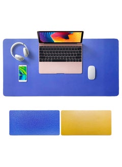 Buy Desk Pad PU Computer Mouse Pad Office Desk Mat Gaming Mouse Pad Non-Slip Waterproof Dual-Side Use Desk Mat Protector 80cm x 40cm Yellow Blue in Saudi Arabia