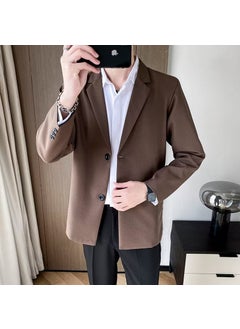 اشتري 1 x 5 pcs Mens Casual Blazer 2022 Autumn Trendy British Jacket Brown في السعودية