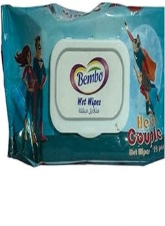 Buy Bembo Wet baby wipes hero couple blue -72 PCS in Egypt