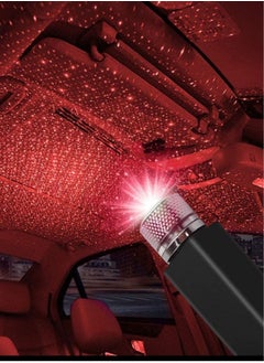 Buy USB Car Roof Star LED Lights, Flexible Romantic Galaxy USB Night Lamp Fit All Cars Ceiling Decoration Light Interior Ambient Atmosphere -No Need to Install (Red) in UAE