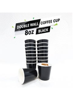 Buy Disposable Double Wall Black Coffee Cups 8 Ounce Coffee Cups To Go 50 pack Paper Coffee Cups and Designs, Recyclable, Hot Coffee Cups. in UAE