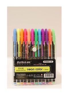 Buy Zuixua Set Of 12 HighLighter Gel Pens Multicolors, No:HT6307-12 in Egypt