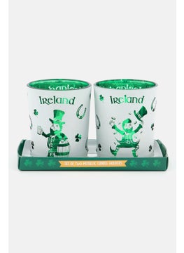 Buy 2 Piece Lucky Leprechaun Ireland Candle Holder, White/Green in Saudi Arabia