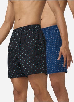 Buy Pack of 2 - Polka Print Combed Cotton Boxers in Saudi Arabia