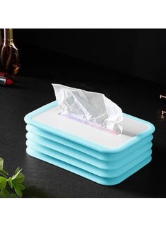 اشتري Foldable Silicone Tissue Box - Light Blue - White في مصر