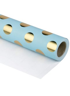 Buy Wrapping Paper Roll Gold Foil Dots Baby Blue Background Design For Wedding Birthday Shower Congrats And Holiday 30 Inches X 32.8 Feet in Saudi Arabia