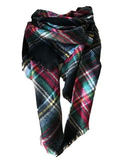 اشتري Wander Agio Womens Warm Scarf Triangle Shawls Large Scarves Stripe Plaid Fichu Black Green 18 في الامارات