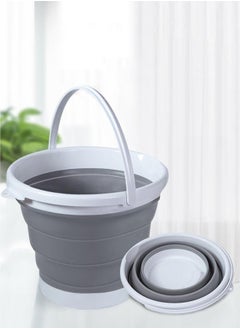 Buy 3 PCS Foldable Gray Plastic Buckets, Multifunctional Foldable Set, Fishing bucket, Laundry Bucket, Watering Bucket, 3L(0.79 Gallon) ﻿ in UAE