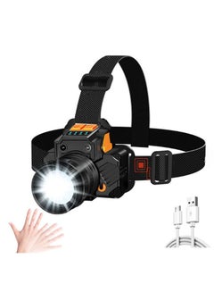 Buy LED Headlamp Rechargeable,Super Bright USB Head Lamp,Motion Sensor Adjustable 3 Modes Zoomable Headlamp,Flashlight Spotlight Water Resistant Head Light for Adult Camping Hiking Emergency in Saudi Arabia