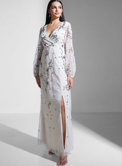 Buy Sequin Detail Front Slit Dress in Saudi Arabia
