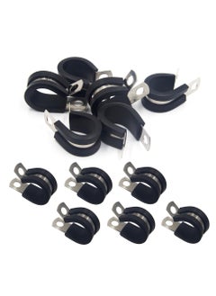 اشتري SYOSI 20 Pcs Rubber Lined P Clips, 16mm Cable Clamp, 5/8 Inch Stainless Steel Cable Clamp, Hose Pipe Clamps, Metal Wire Cable Loop Clamp Kit for Ship, Electrical, Automotive, Hose Cable في الامارات