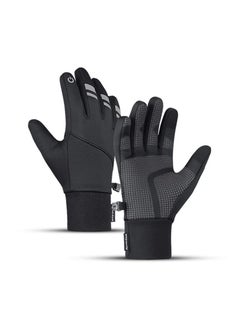 Buy Cycling Gloves Bicycling Anti Slip Shock Absorbing Men Women Winter Three Fingers Fleece Windproof Waterproof Warm Outdoors Sport in Saudi Arabia