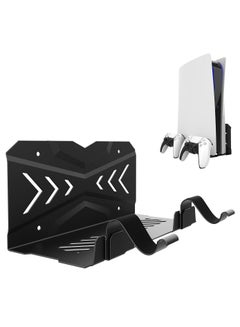 Buy Wall Mount for PS5 - Accessories for Playstation 5 Digital/Disc Edition Console Floating Shelf Behind TV, with 2 Detachable Controllers Holder Rack, Solid Metal Stand Kit, Easy Installation in UAE