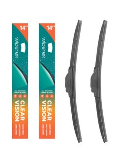 Buy WiperEx Wiper Blades for Jeep Wrangler Rubicon 2018 2019 14" + 14" All Weather, Uniform Wiping, Premium Rubber, Perfect Fit, Silent, Reduced Wind Lift, No Marks (Set of 2) in UAE