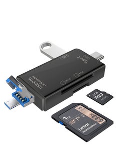 اشتري SD Card Reader, Dual Connector USB C USB 3.0 Memory Card Reader Adapter, 6-in-1 USB C/Micro/USB Memory Reader Camera Viewer في الامارات