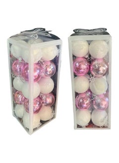 اشتري 20-piece Christmas Balls Tree Decorations 4 cm, White/Pink في مصر