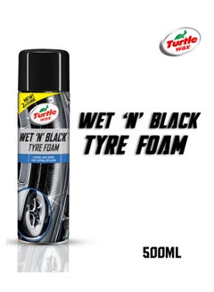 Buy Turtle Wax 500ml Double Shine Wet And Black Tire Foam For Cleaning Tire in Saudi Arabia
