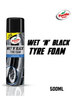 اشتري Turtle Wax 500ml Double Shine Wet And Black Tire Foam For Cleaning Tire في السعودية