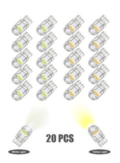 Buy 20 Pcs LED Light Bulbs White and Yellow, 6000K 68 2825 W5W T10  COB LED Wedge  Replacement Bulbs, Mini Bulbs for License Plate Lights, Car Position Lamps, Map Light in Saudi Arabia