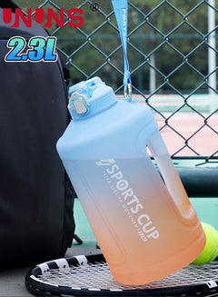 اشتري 2.3L Water Bottles With Time Marker,Portable Reusable Gradient Water Bottle With Straw,Large Capacity Leakproof Drinking Bottle With Handle,BPA Free في الامارات