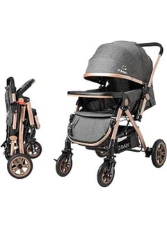 Buy The Multi-functional 2 In 1G Baby 4B Stroller High Landscape Folding Light Weight Portable Travel Pram Kids Trolley Suitable 4 Seasons_cup holder_Mosquito Net_Grey in Egypt