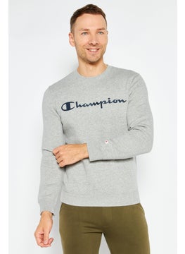 Buy Men Sportswear Fit Long Sleeve Training Sweatshirt, Heather Grey in UAE