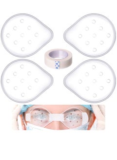 Buy Transparent Hole Eye Coverings, 5 Pieces Plastic Eye Clear Ventilated, with Gentle Paper Tape, Breathable Eye Protections Care Supplies, for Adults to Prevent Sand Gravel in UAE