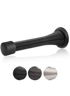 Buy 12 Pack Black Spring Door Stops, 3-1/8" Heavy Duty Door Stop Flexible Spring Door Stopper with Low Mounted Baby Proof Black Rubber Bumper Tips in Saudi Arabia