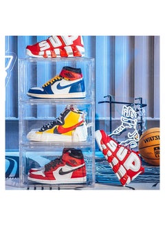 Buy Magnetic Drop Front Shoe Box Ultra Clear Acrylic Display Stackable Shoe Storage Sneaker Storage Shoe Container Clear Closet Shelf Shoe Organizer in UAE