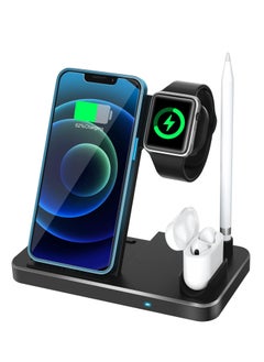 Buy Wireless Charger 10W, 4 in 1  Inductive Charging Station Fast Wireless w30 (black) in Egypt