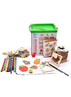 Buy Drawing instruction box with 52 wooden cards +sketchbook + 12 color pencils +pencil in Egypt