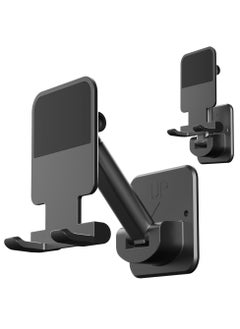 اشتري Wall Mount Cell Phone Tablet Holder, Extendable Adjustable Cellphone Stand for Mirror Bathroom Shower Bedroom Kitchen Treadmill, Compatible with iPhone iPad Series or Other Smartphones (Black) في الامارات