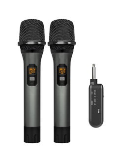 Buy Wireless Microphone, UHF Cordless Dual Handheld Dynamic Mic Set with Rechargeable Receiver, for Karaoke Party, Voice Amplifier, PA System, Singing Machine, Church, Wedding, Meeting, 200ft in UAE