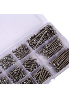 اشتري 440PCS Nut Bolt Assortment M3 Stainless Steel Hex Head Socket Screws and Nuts Assortment with 2 Hex Keys في الامارات