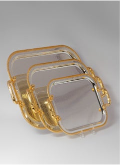 Buy Rectangular tabsi set, 3 pieces Gold and silver in Saudi Arabia