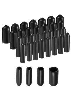 اشتري 40pcs Round Rubber End Caps 3/32" 1/8" 5/32" 1/4" Black Vinyl Cover Screw Thread Protectors Assortment Kit في السعودية