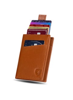 Buy RFID Genuine Leather Minimalist Bifold Wallet For Men Tan in Saudi Arabia