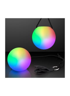 Buy 2 Pack LED Poi Ball, Adjustable Strap, Glow Balls Soft Glow, Light Up LED 9 Modes, Spinning Poi Toy for Beginner & Professional, Juggling Thrown Ball Multi Color, Spinning LED Light Up Toy in UAE