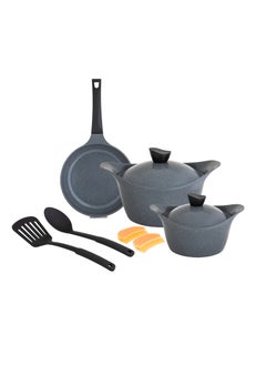 Buy Lahoya Granite Cookware Set 9 Pieces Grey Color in Saudi Arabia