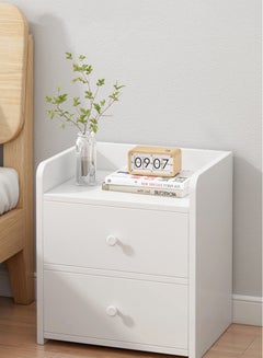 Buy Bedside Table Nightstand Table Bedside Cabinet with Two Drawers White Wood Simple Modern Nordic Mini Storage Side Table End Table Small Space Corner Table Storage Cabinet in Saudi Arabia
