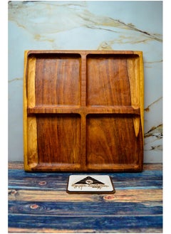 Buy A four square square snack plate. Handmade of healthy wood. 100% natural colors from the heart of the tree in Egypt