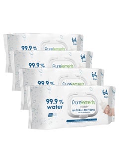 Buy Purelements - Natural 99.9% Water Wipes - Pack of 4 - 256pcs in UAE