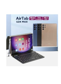 Buy 10.1 -Inch Smart Tablet U24 MAX Android 13 Tablet With 1TB Storage and 16GB RAM Quad Core Wi-Fi LTE Dual Sim with Touch Pen and Keyboard - GOLD in UAE